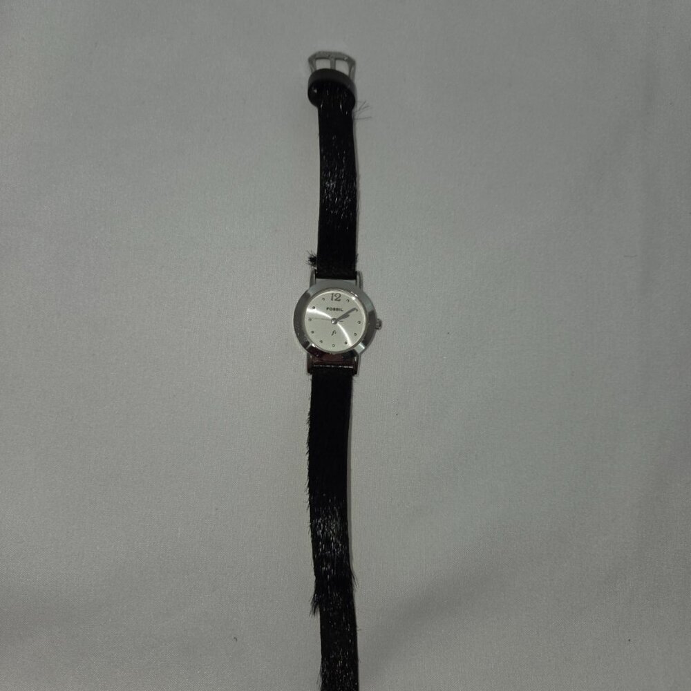 VTG 90s Fossil & Nordstrom Minimalist Watch - Black Cowhide Band - Picture 8 of 11